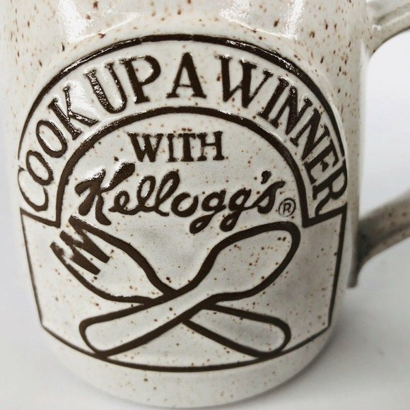 2 Kellogg Company Mugs Cook Up A Winner With Kelloggs Pottery Mugs Brown Vintage - Picture 2 of 7